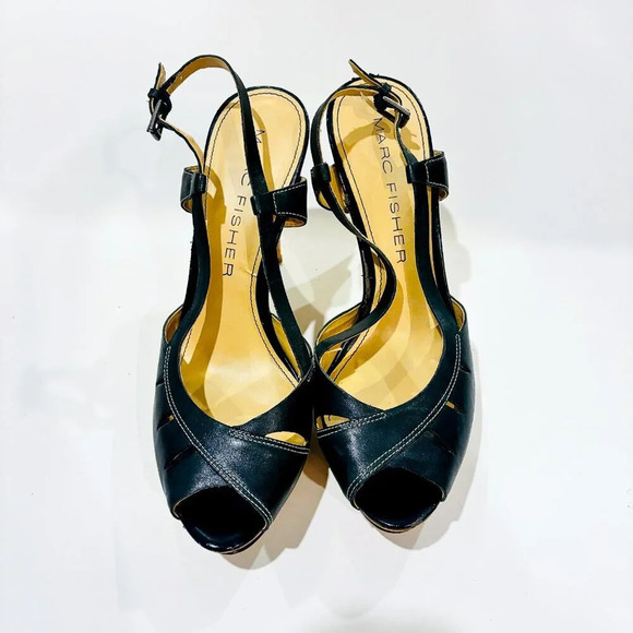 MARC FISHER Valma Cork Peep Toe Heels - Picture 3 of 8